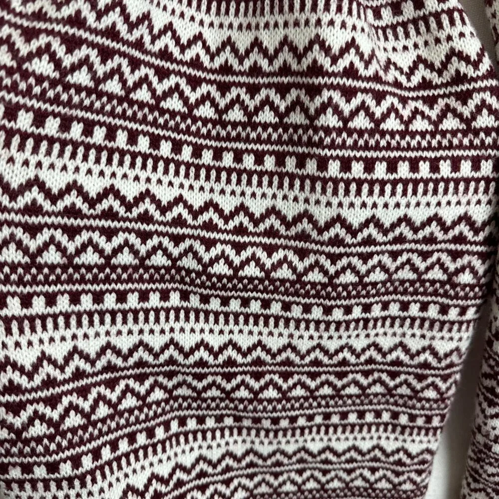 Long Scarf Nordic Style Burgundy ( Wine ) & White Fringe